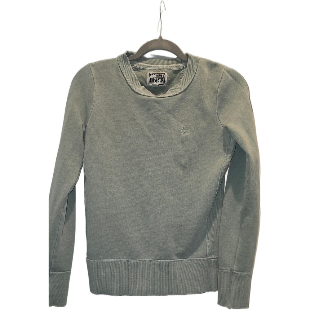 Converse One Star Sage Green Crewneck Sweatshirt XS Pullover Star Logo Ribbed